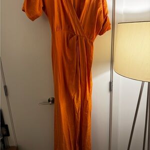 Vibrant Orange Wrap Dress
